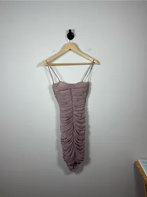 House of CB Ella Pale Pink Sparkle Mesh Mini Dress XS thumbnail 15