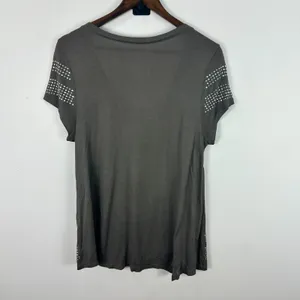 INC Studded Top XL Gray Scoop Neck Tee Indie Sleaze Glam Rock Festival Y2K‎ thumbnail 6