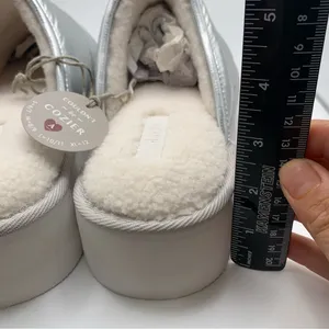 NIB Anthropologie Maeve Puffy Platform Slippers L 10-11 metallic silver slip on thumbnail 8