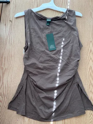 New Women’s Wild Fable Tank Top Lightweight Stretchy Ruched Light Brown sz Small thumbnail 1
