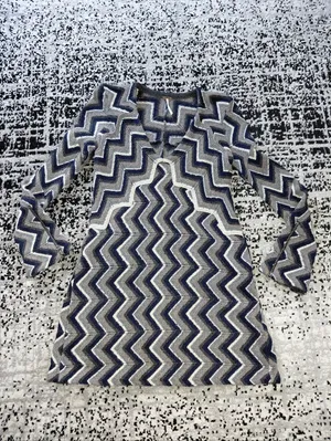 Free People XS Chevron Zigzag Knit Sweater Dress Long Sleeve Zip Cuff Mini Dress thumbnail 4