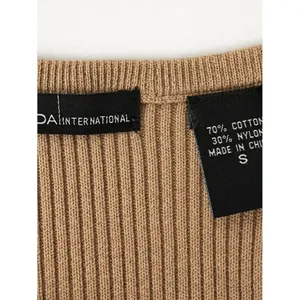 Moda International Ribbed Knit Bodycon Midi Dress Tan Sleeveless Minimalist Sm thumbnail 4