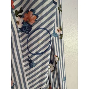 J. Jill Blue Striped Floral Button Front Tunic Top Size Large thumbnail 5
