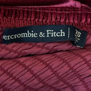 Abercrombie & Fitch Red Velvet Velour Sweeheart Cinched Smocked Crop Top Size XS thumbnail 3