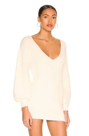 Majorelle Riley Tunic Sweater Ivory ribbed blouson sleeves knit Revolve As Is thumbnail 3