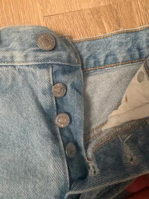 Levi’s light blue 501 distressed denim shorts thumbnail 2
