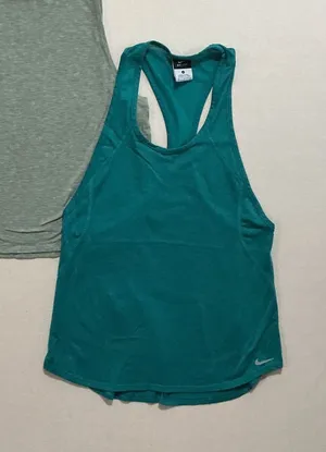 Nike and Gap Teal Racerback Tank Top with Heathered Sage Crop Layer thumbnail 1