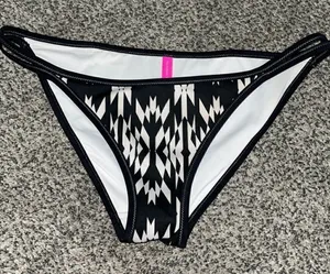 Victoria’s Secret Bikini Bottoms Aztec Black White - L thumbnail 1