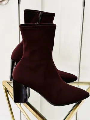 Aldo Adwigocia satin sock ankle bootie brown size 10 thumbnail 1