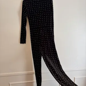 runway collection johnathan kayne Large Black velvet jumpsuit jewel Formal Party thumbnail 6