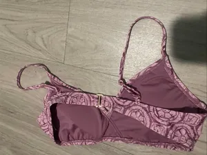 Pink Patterned Ruffle Bikini Top Size XL thumbnail 2