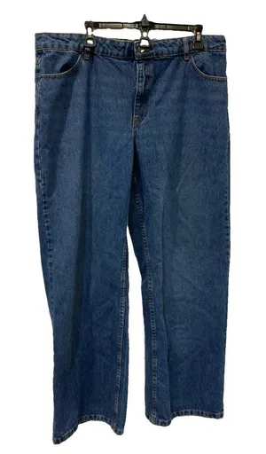Women's Sezane Denim Wide Leg Jeans Dark Wash Blue Size FR 46/US 14-16 (38x32) thumbnail 1
