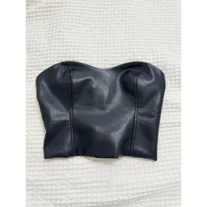 Aritzia TEN by Babaton Cindy Bustier Black Vegan Leather Strapless Tube Top 0 thumbnail 2