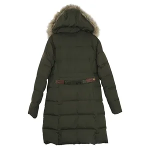 Ralph Lauren Women's Olive Green Long Puffer Coat Fur Hood Medium Down Filled thumbnail 4
