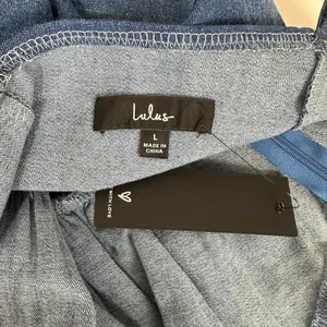 Lulus Considered Charisma Blue Chambray Bustier Mini Dress Cute A Line Large NWT thumbnail 12