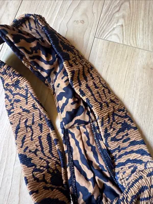 Montce Tiger-Print V-Front Bikini Bottoms in Black and Brown thumbnail 4