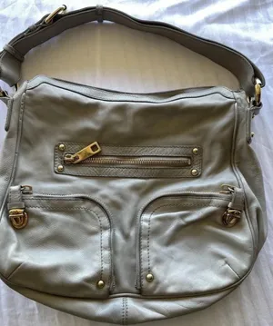 Vintage Marc Jacobs Christy Leather Gray Gold Handbag Iconic Shoulder Bag Purse thumbnail 1