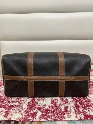 Christian Dion PVC Brown Monogram Travel Duffle Bag with Leather Trim thumbnail 7