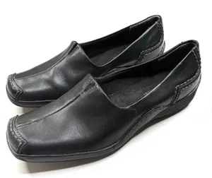 Naturalizer Family Black Square Toe Loafers Leather Upper Womens 8.5 thumbnail 1