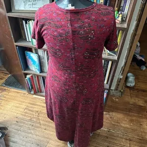 Lularoe red floral high low swing loungewear XXS dress thumbnail 2