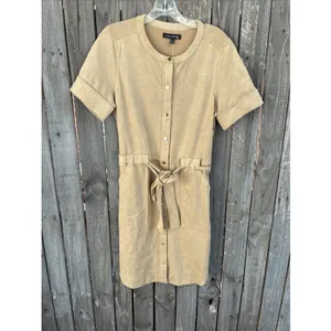 Banana Republic Womens Shirt Dress Tan Suede Short Sleeve Size 12 NWT thumbnail 2