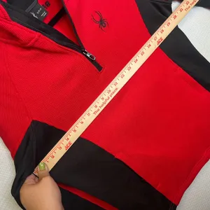 Spyder Womens Red Black Waffle Knit Quarter Zip Fleece Pullover SPFDD033 Small thumbnail 5