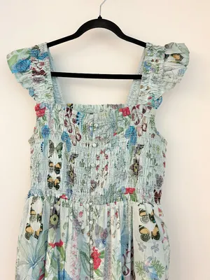 Anthropologie The Peregrine Square-Neck Midi Dress Butterfly Print Size M NWT thumbnail 5