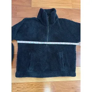 Abercrombie & Fitch Fleece‎ Pullover Womens Black Sherpa Quarter Zip Large thumbnail 4