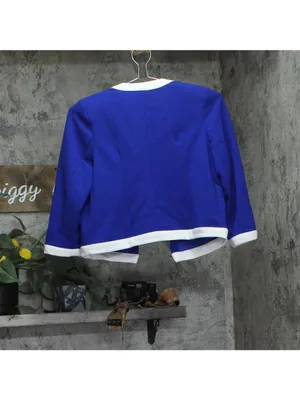 NY Collection Colorblock 2-Piece Dress and Jacket Set Sapphire Blue / White 6P thumbnail 5