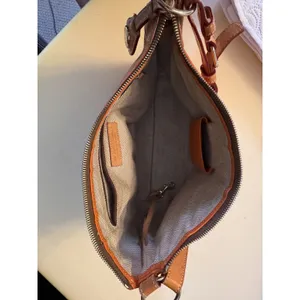 Dooney and Bourke Orange/Tan Pebbled Leather O-Ring Slouch Hobo Bag thumbnail 5