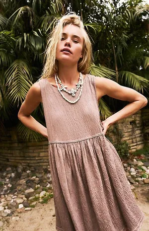 FREE PEOPLE free-est I’m Still Obsessed Mini Dress in Dried Sepia XS thumbnail 1