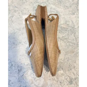 J CREW Woven slingback flats Natural Raffia Brown Leather Trim ‎ 7M NwT thumbnail 9