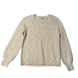 LOFT Womens XS Cream Gold‎ Metallic Shimmer V-Neck Raglan Sleeve Sweater thumbnail 2