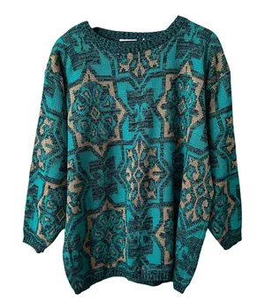 Vintage Green Limited Express 1987 Green & Gold Sweater - M thumbnail 1