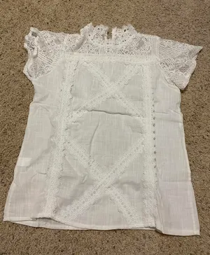 White Lace Shirt Size L thumbnail 1