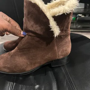 Ellen Tracy Brown Suede Boots with Faux Fur Trim thumbnail 6