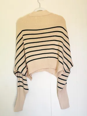 NEW CARLY JEAN LOS ANGELES CJLA Avila Cropped Sweater Green Stripe XL thumbnail 4