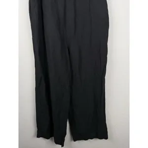 Loft Women's Jumpsuit Black‎ Linen Blend Sleeveless Wide Straight Pockets Size 8 thumbnail 12