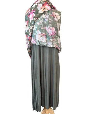 Bellambra Made in Italy Silk Blend Sage Green Floral Halter Maxi Dress thumbnail 6