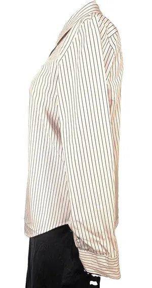 Lauren Ralph Lauren Womens Large Non-Iron Pink Black Striped Button Down Shirt thumbnail 8