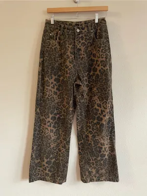 Aelfric Eden Leopard Print High Rise Wide Leg Jeans Size 28 thumbnail 3