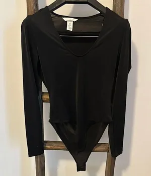 Black Scoop Neck Long Sleeve Bodysuit thumbnail 5