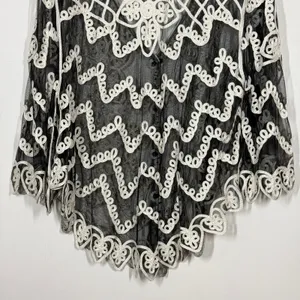Pretty Angel Lace Jacket Topper Size L Black Silk Blend Boho Artsy Whimsygoth thumbnail 6