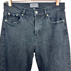 AGOLDE Toni‎ Mid Rise Straight Leg Jeans Black Distressed Hem Size 26 A133D-3002 thumbnail 6
