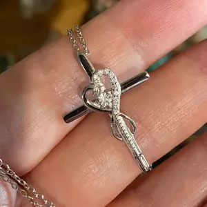 Sterling Silver CZ Cross Necklace Faith Hope Love Infinity thumbnail 3