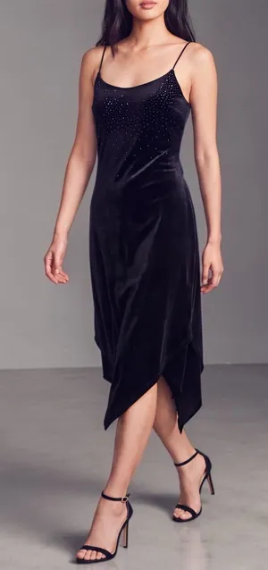 Vintage Rampage 90s Y2K Velvet crystal Fairy Hem Midi Slip Dress cocktail moody thumbnail 1