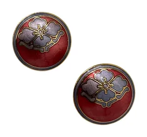 Vintage‎ Cloisonne Earrings Red Purple Flower Enamel Earrings Gold Tone Studs thumbnail 1
