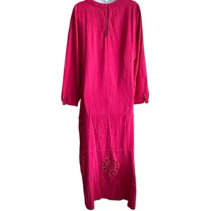 Young Fabulous & Broke Cape Code Pink Linen Maxi Dress M Eyelet Crochet Caftan thumbnail 3