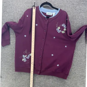 Vintage Embroidered Jog Set Size 1X Straight Leg Wine Cottagecore Fall Cozy Warm thumbnail 14