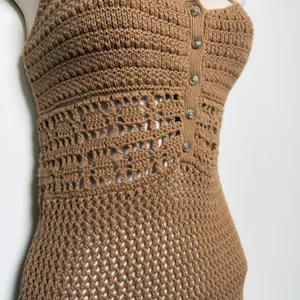 Aerie‎ Women Crochet Knit Cover Up Dress Small Brown Beach Coastal Cowgirl Boho thumbnail 6